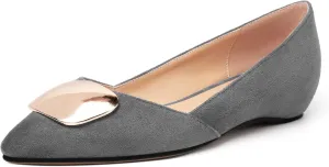 YODEKS Women Flats Low Heel Slip On Closed Pointed Toe Dress Ballet Flat Shoes