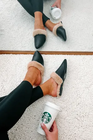 You're On Your Own Faux Fur Lined Mules (Black)
