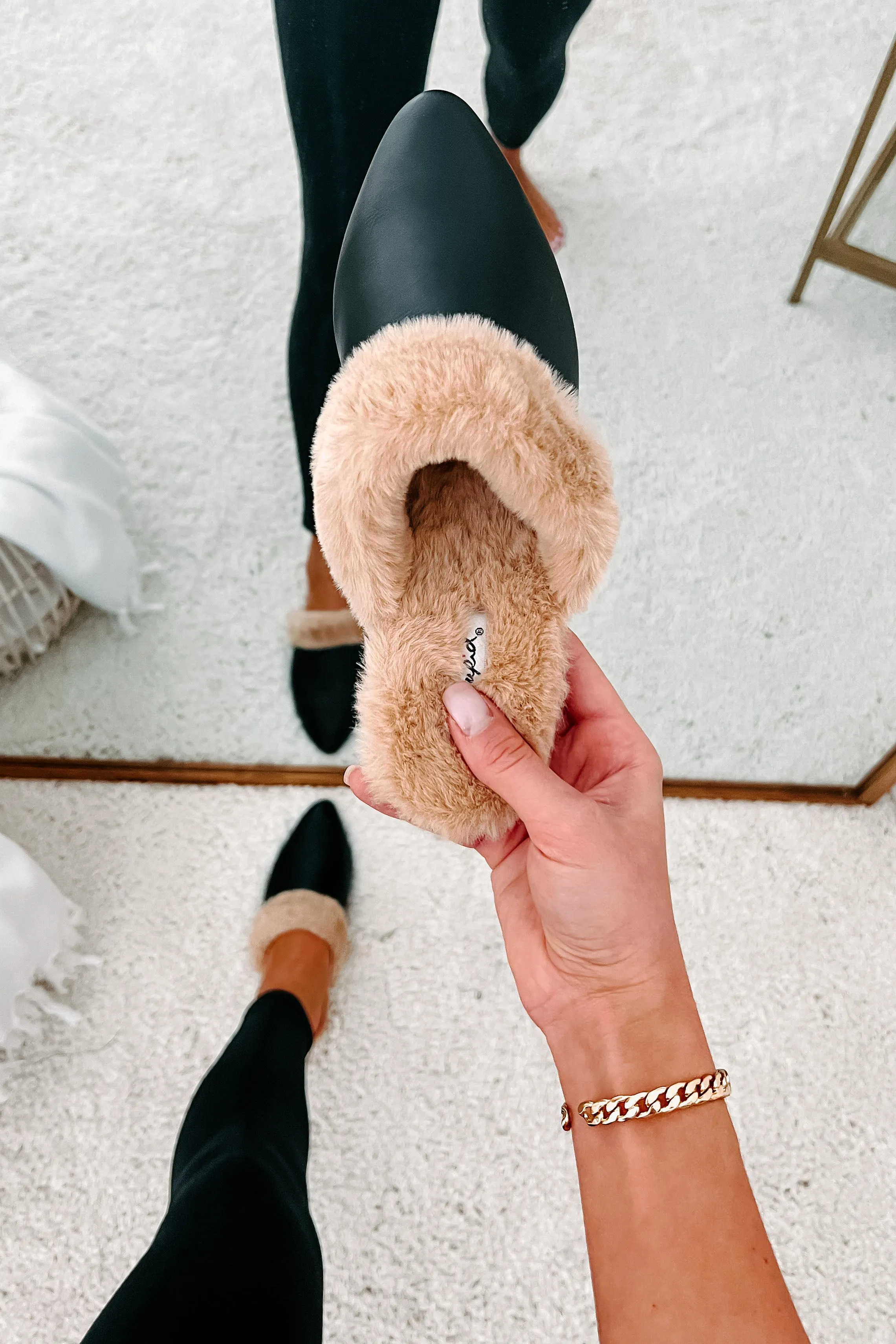 You're On Your Own Faux Fur Lined Mules (Black)